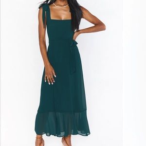 Show Me Your Mumu, Claire midi dress, size l, emerald green, worn once